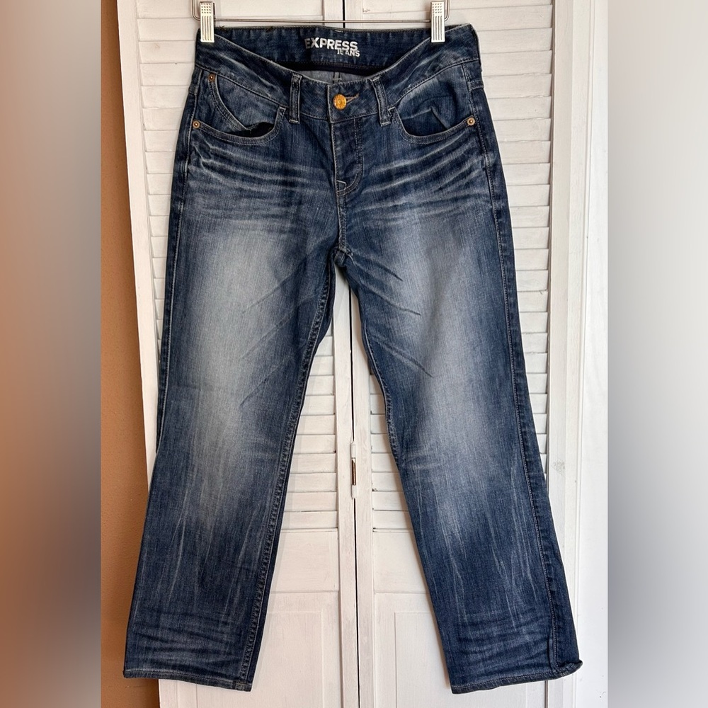 EXPRESS Womens size 0 Short Stella stretch blue jeans retro vintage Y2K
